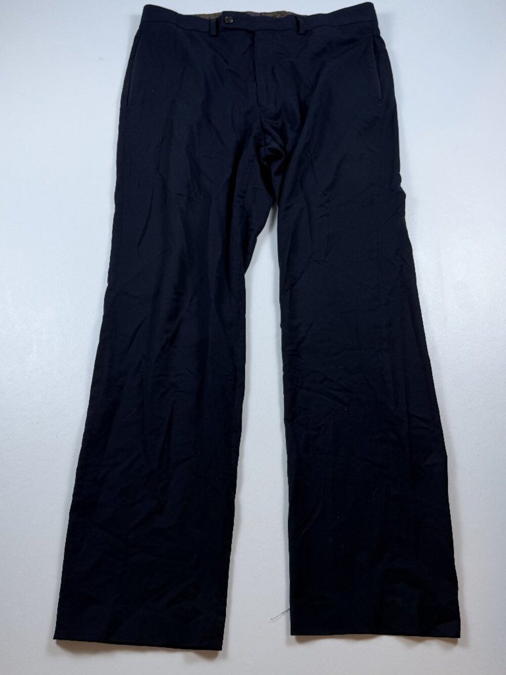 Lauren Ralph Lauren Loose Navy Pleated Cuffed Wide Dress Pants 34x32 8” Leg